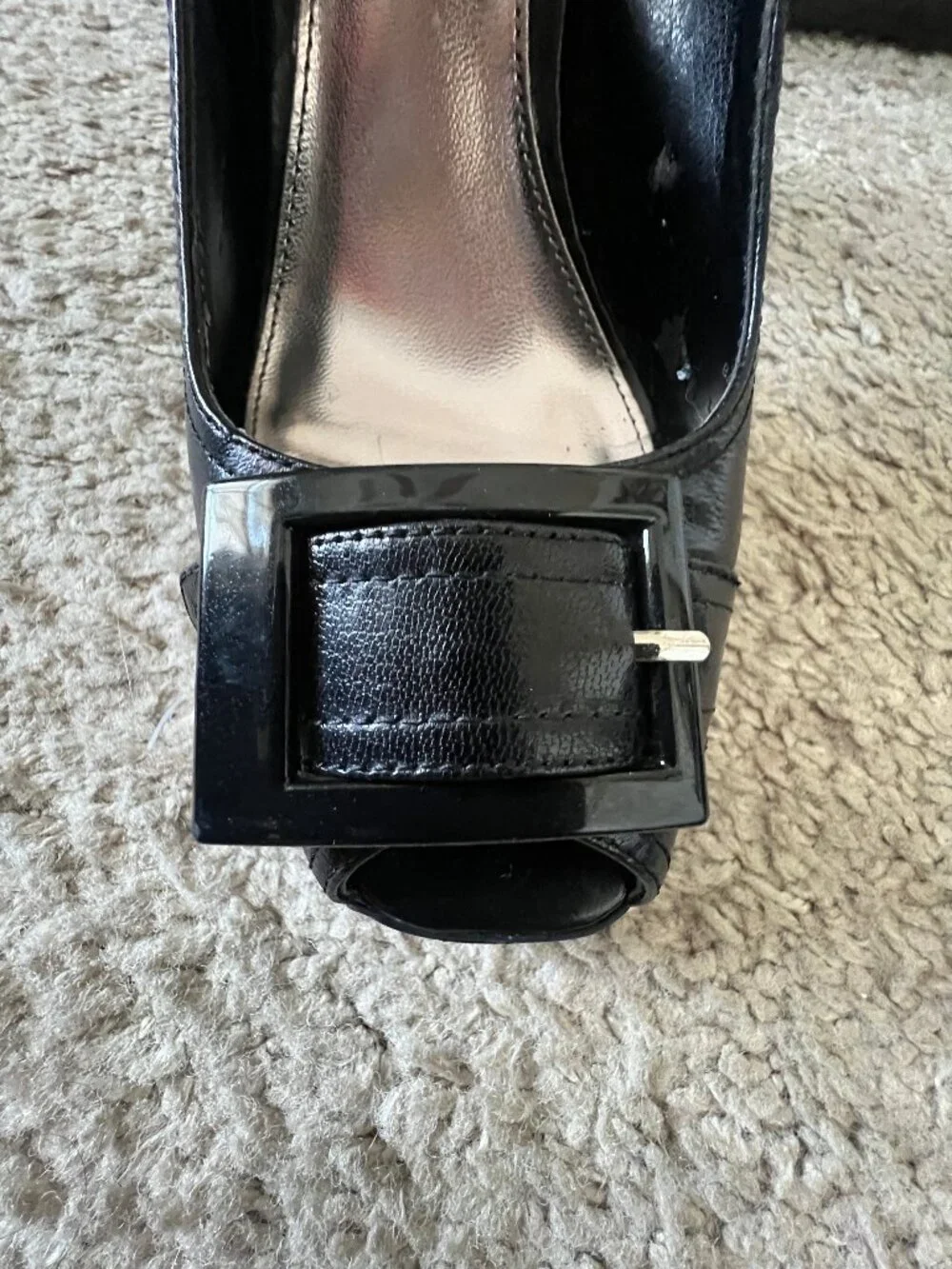 Alfani Black Slingback Peep-Toe Heels with Buckle